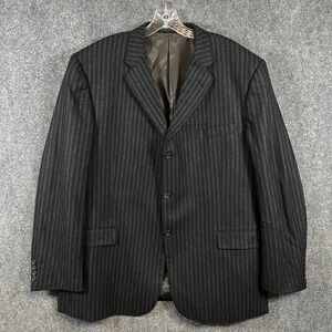 Burberry 100% Wool Stripe Blazer | Union Made USA | Black | 3 Button | 48 Reg